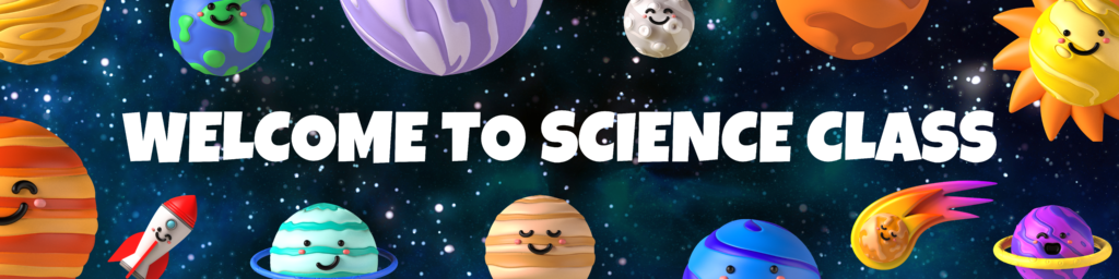 Colorful 3D Planets Science Classroom Banner